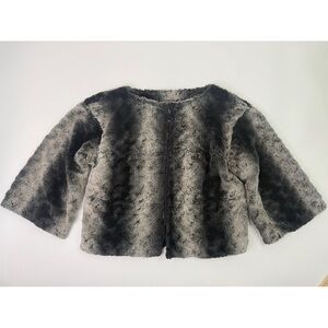 Adrienne Vittadini Faux Fur Bolero Crop Opera Jacket Shrug Size 8